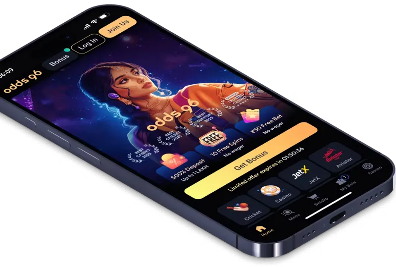 Odds96 India — mobile interface illustration